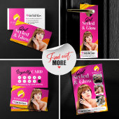 Opvallend Roze Haar Stijl Make-up Artiest Salon Briefkaart