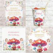 Roze Bloemen Meisje Fairy Verjaardag Dank u Ronde Sticker