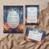 Fairy Lights en Moonlit Forest Magic Wedding Kaart (Personaliseer de collectie van deze zelfstandige maker.)