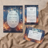 Fairy Lights en Moonlit Forest Magic Wedding Kaart (Personaliseer de collectie van deze zelfstandige maker.)