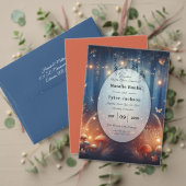 Fairy Lights and Moonlit Forest Magic Wedding Kaart (Personaliseer deze collectie van deze onafhankelijke maker. Test)