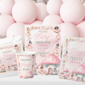 Fairy Mushroom House Pink Birthday Favors Reclamebord Met Voetstuk