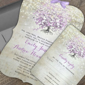 Elegant Lavender Paars Heart Leaf Tree Wedding All In One Uitnodiging