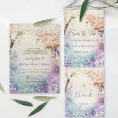 Elegant Tri-Fold Heart Leaf Wedding omvat RSVP Drieluik Uitnodiging