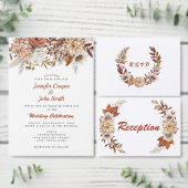 Herfst herfst Terracotta Rustic Floral Wedding Papieren Bordje (Personaliseer de collectie van deze zelfstandige maker.)