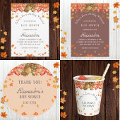 Herfst Rustiek Herfst Baby shower Dank u Ronde Sticker