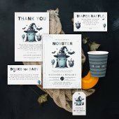 Lil' Monster Fall Halloween Blue Coed Baby Shower Cadeaulabel