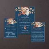 Herfst Autumn Floral Bouquet op marinesurvee Informatiekaartje (Personaliseer de collectie van deze zelfstandige maker.)