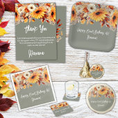 Herfst Bloemen op Sage Party Kartonnen Onderzetters