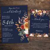Fall Foliage Autumn Colors Navy Blue Birthday Kaart