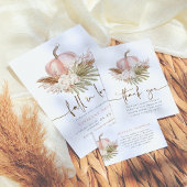 Boho-herfst Pampas & Pompoen Bruidsfeestje Bedankkaart