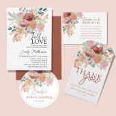 Fall In Love Terracotta & Blush bridal Shower Kaart