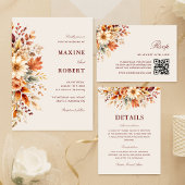 Herfstbladeren Herfst Botanische Aquarel Bruiloft Kaart