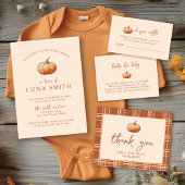 Herfst pllaid een beetje pompoen Baby shower plat Bedankkaart