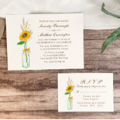 Boho Zonnebloem Herfst Land Geel Bloemen Bruiloft Kaart