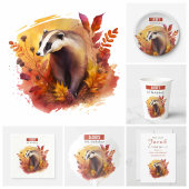 Herfst vibes Badger - Verjaardag Papieren Bordje