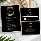 Herfst Herfst Wildflower Crest QR Code Zwart Huwel Kaart