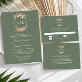 Herfst Herfst Wildflower Crest Sage Green Wedding Kaart