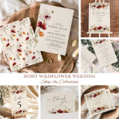 Boho Wildflower Fall Wedding QR Code RSVP Kaart