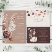 Rustieke Herfst Taupe Bloemenpompoen bruiloft Save The Date (Personaliseer de collectie van deze zelfstandige maker.)