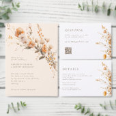 Herfst Wildflowers Monogram Crest QR foto bruiloft Save The Date (Personaliseer de collectie van deze zelfstandige maker.)