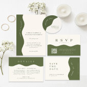 Chic Wavy Patroon Wedding Dank u kaart