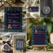 Chic elegant fancy bear baby shower invitation kaart