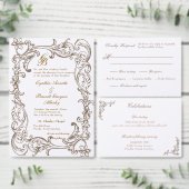 Rococo Florentine monochrome monogram Informatiekaartje (Personaliseer de collectie van deze zelfstandige maker.)