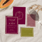 Fancy Wine Dusty Rose Old Money All In One Wedding Kaart