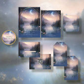 Moonlit Lake Forest Fantasy Elegant Bruiloft Menu Kaart