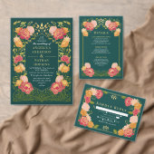 Fantasie betoverde bloementuin bruiloft drieluik uitnodiging (Personaliseer de collectie van deze zelfstandige maker.)