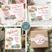 Berry Sweet Farmers Market Baby Girl Shower Thanks Ronde Sticker