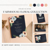 Floral Anemone Greenery Wreath Wedding Kaart