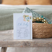 Boho Arch Pampass Grass Floral Oh Boy Baby shower Kaart