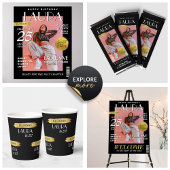 Modern Birthday Custom Magazine Hoesje, Portret Folie Uitnodiging