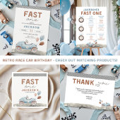 Fast One Racing Car Blue Boy 1e verjaardag Kaart
