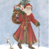 kerstman, die in de sneeuw loopt poster