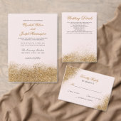 Blush Gold Glitter Sparkle Elegant Wedding Menu (Personaliseer de collectie van deze zelfstandige maker.)