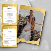 Modern Trendy Goud Lijst Bruiloft Menu