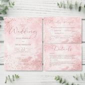 Faux Gold Glitter & Pink Modern Weddenschap Kaart (Personaliseer de collectie van deze zelfstandige maker.)