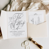 Grappige kalligrafie Terracotta QR Code Trouwen Kaart