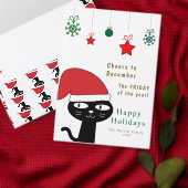 Schattigee Feestelijke Kat met een Rode Kerstmuts  Etiket (Personaliseer de collectie van deze zelfstandige maker.)