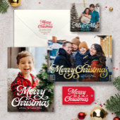 Vrolijk kerstklassiek retro script vakantiefeest folie servetten