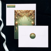 Gouden Sieraden Festive Groen Feestdag Kaart (Personaliseer de collectie van deze zelfstandige maker.)