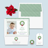 Preppy Red en Green Monogram Boxwood Kerstmis Satijnen Lint