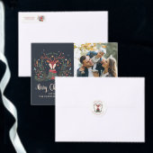 Eenvoudige marineblauw en witte, aangepaste kerstf metalen ornament