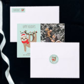 Sleuf voor feestdagen - Voeg uw eigen tekst kerstm Ronde Sticker