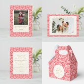  rood damask aangepaste kerst retour adres etiket