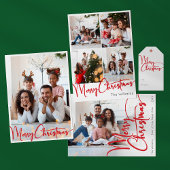 Feestelijk rood script Vrolijk Kerstfeest Keramisch Ornament