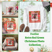Custom Festive Red Green Christmas Photo Grote Koffiekop